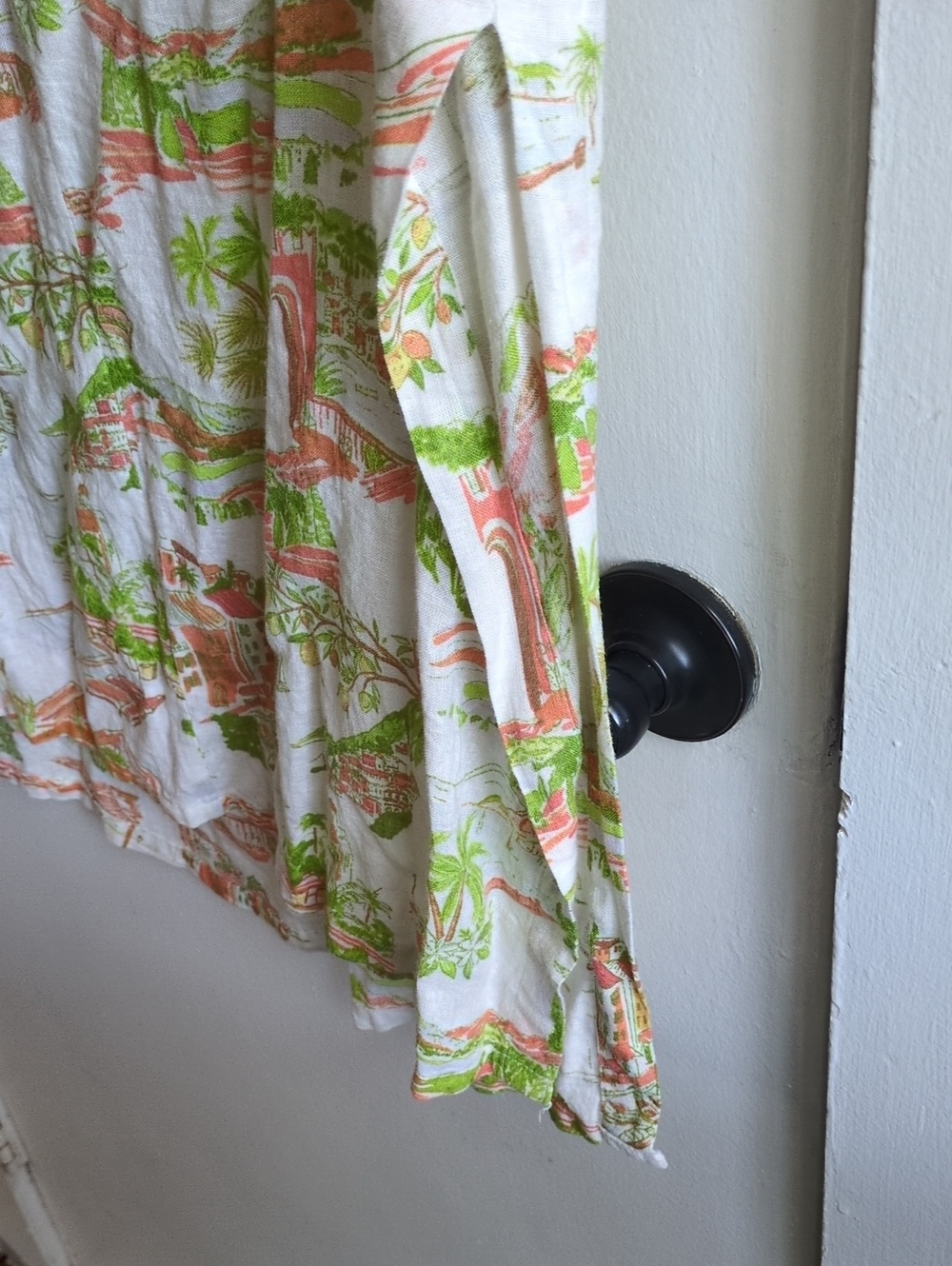 Cynthia Rowley White Maxi Dress/Cover-Up with Green & Orange Vint Tropical Print - Picture 5 of 6